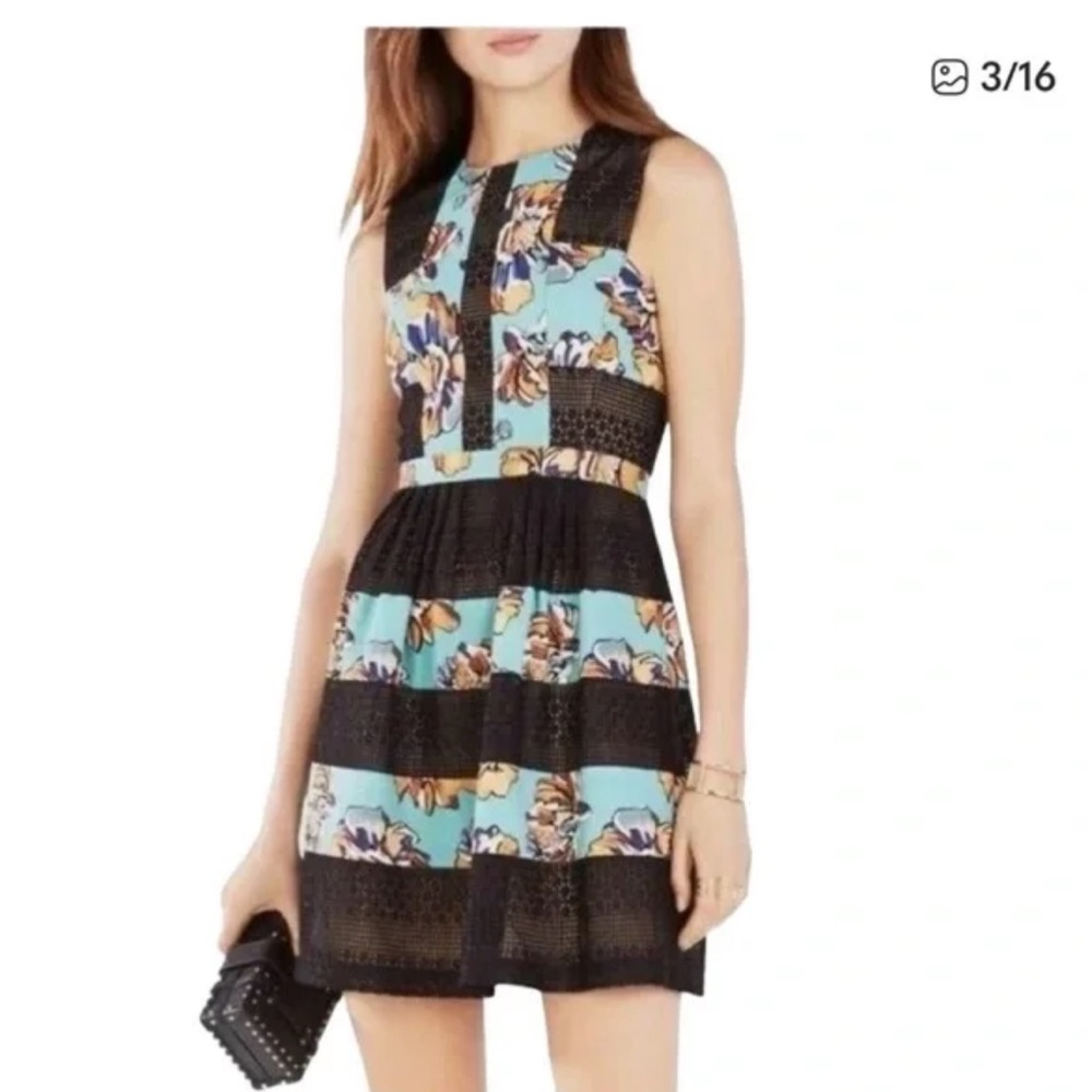 BCBG Max Azria Cecile Floral Sleeveless Mini Dress Size 4